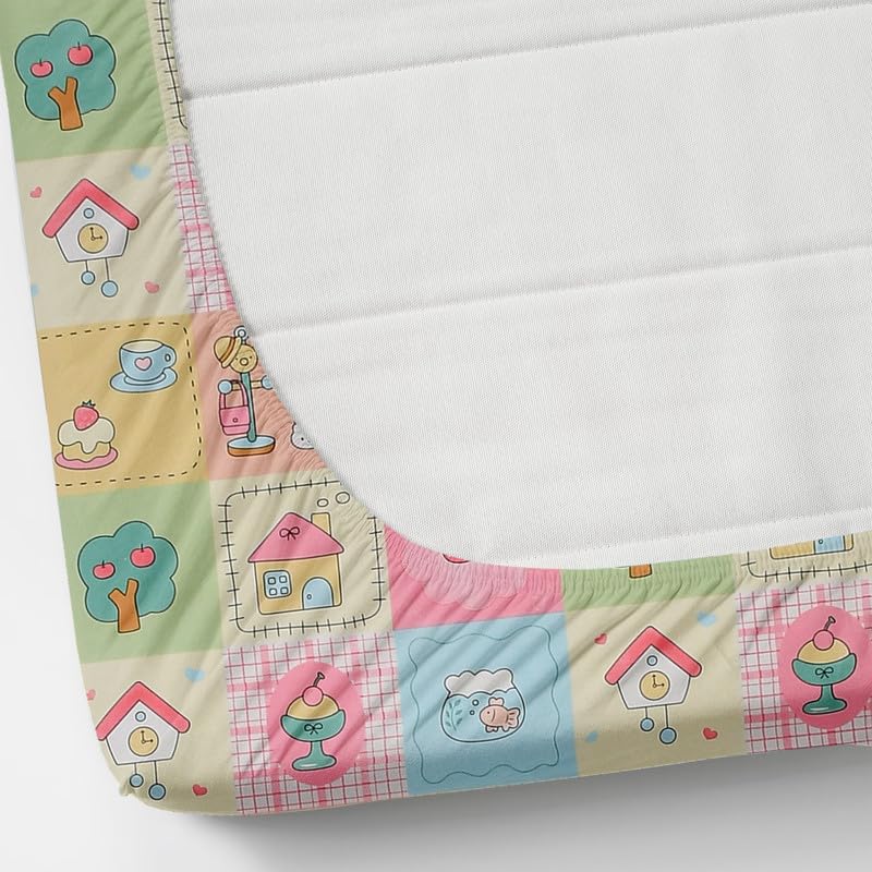 Image of NHD HOME Cotton Fitted King Size Double Bedsheets with 2 Pillow Covers | Elastic Fitted | Wrinklefree | Ultrasoft |All Season Bedsheet 210 tc tc Floral | 78 x 72+8 Inches, Pastel Multicolor