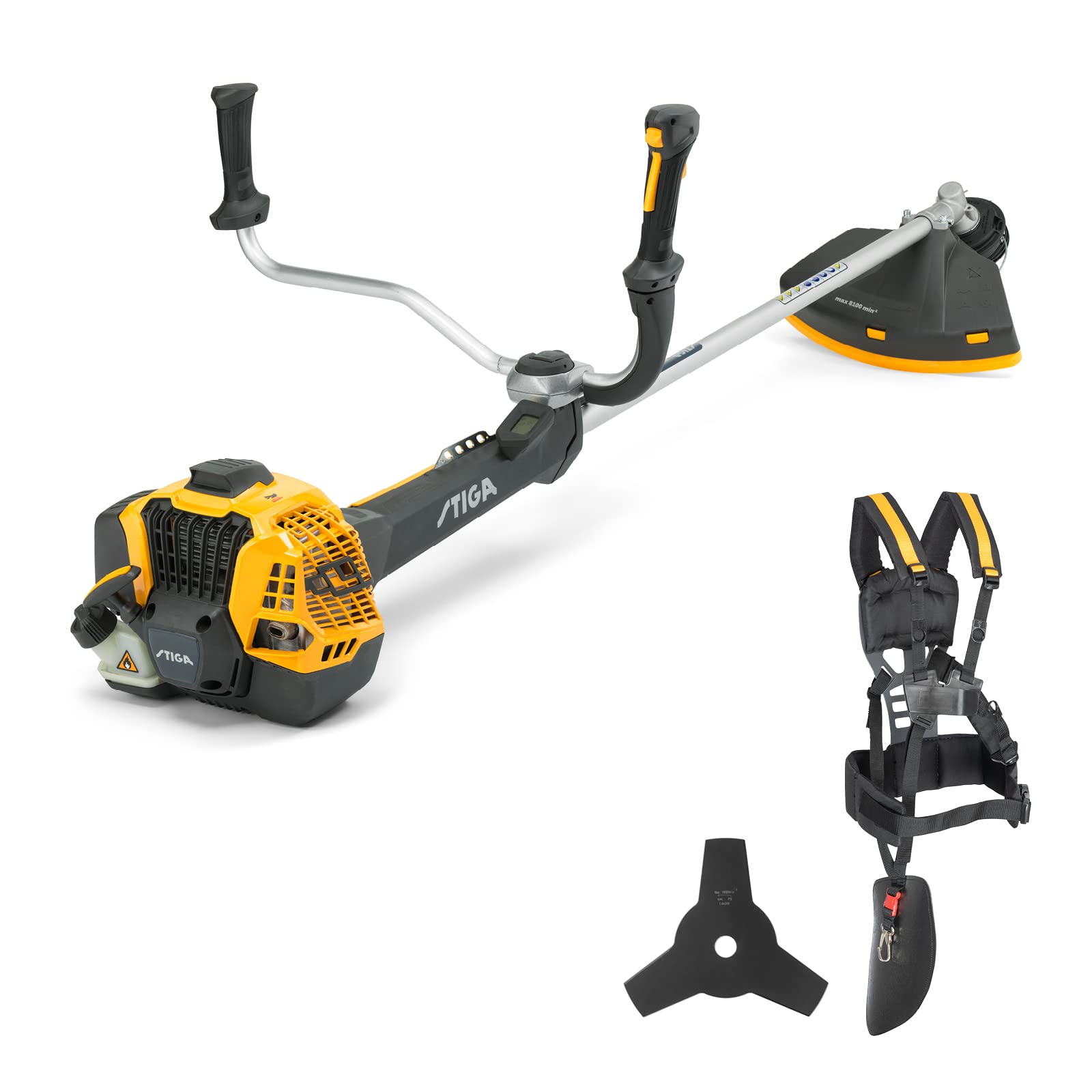 STIGA BC 750 B débroussailleuse - Moteur 44.8 CC 2 Temps, Largeur de Coupe 45 cm, poignée Ergonomique Double, écran Digital, Lame métallique Tri-Arc et tête Tap&Go Dual Line