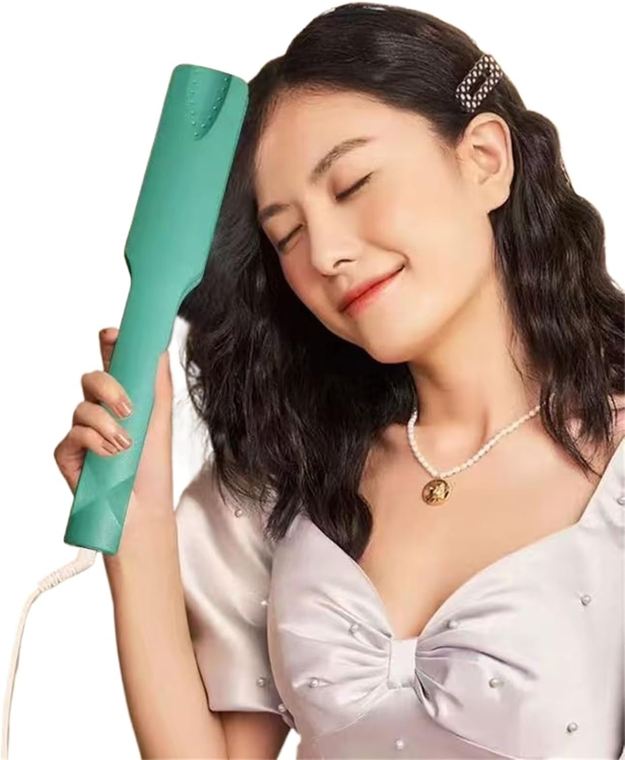 Hair Iron Fluffy Wave Hair Crimper Electric Curling Iron Corn Perm Pad Hair Root Splint Flat Iron Hair Styling Tools(Pink,US)