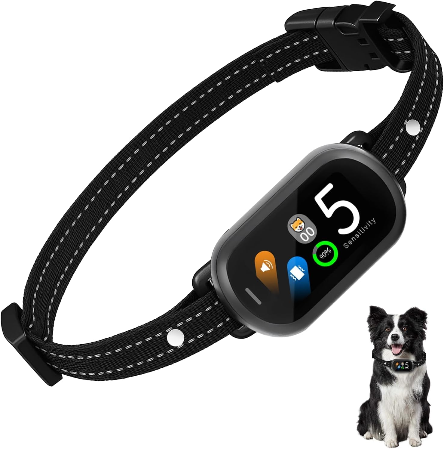 Collare Antiabbaio per Cani Piccoli Medi Grandi, Collare Addestramento Intelligente con 5 Modalità e Sensibilità Regolabile, Display LED, Batteria USB Ricaricabile, IP67 Impermeabile