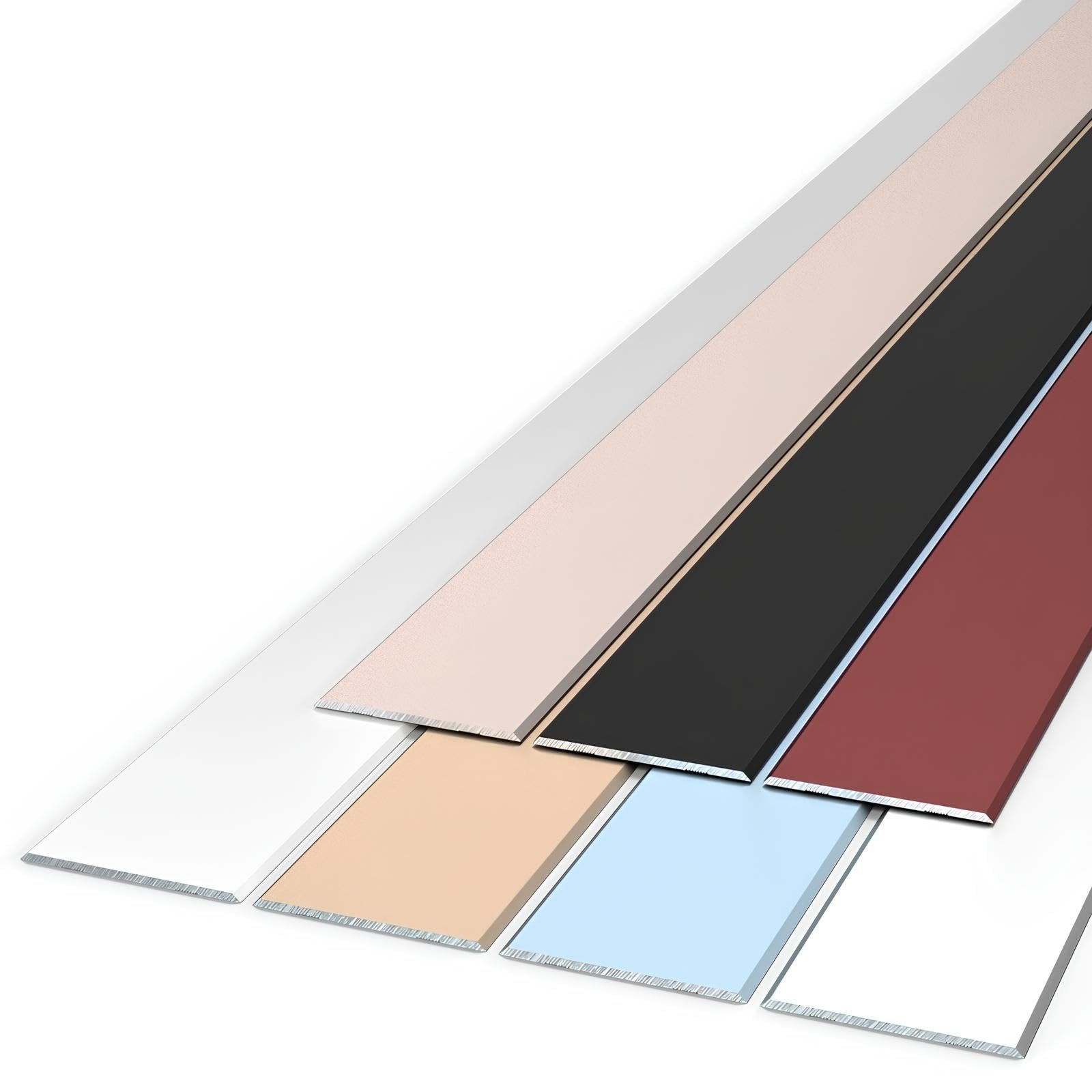 Door Threshold Strip, Aluminum Floor Transition Strip, Flat Divider, Covers Laminate Floors/Wood/LVT - Metal Plate Joins Flooring(Black,1.5cm/0.59in)