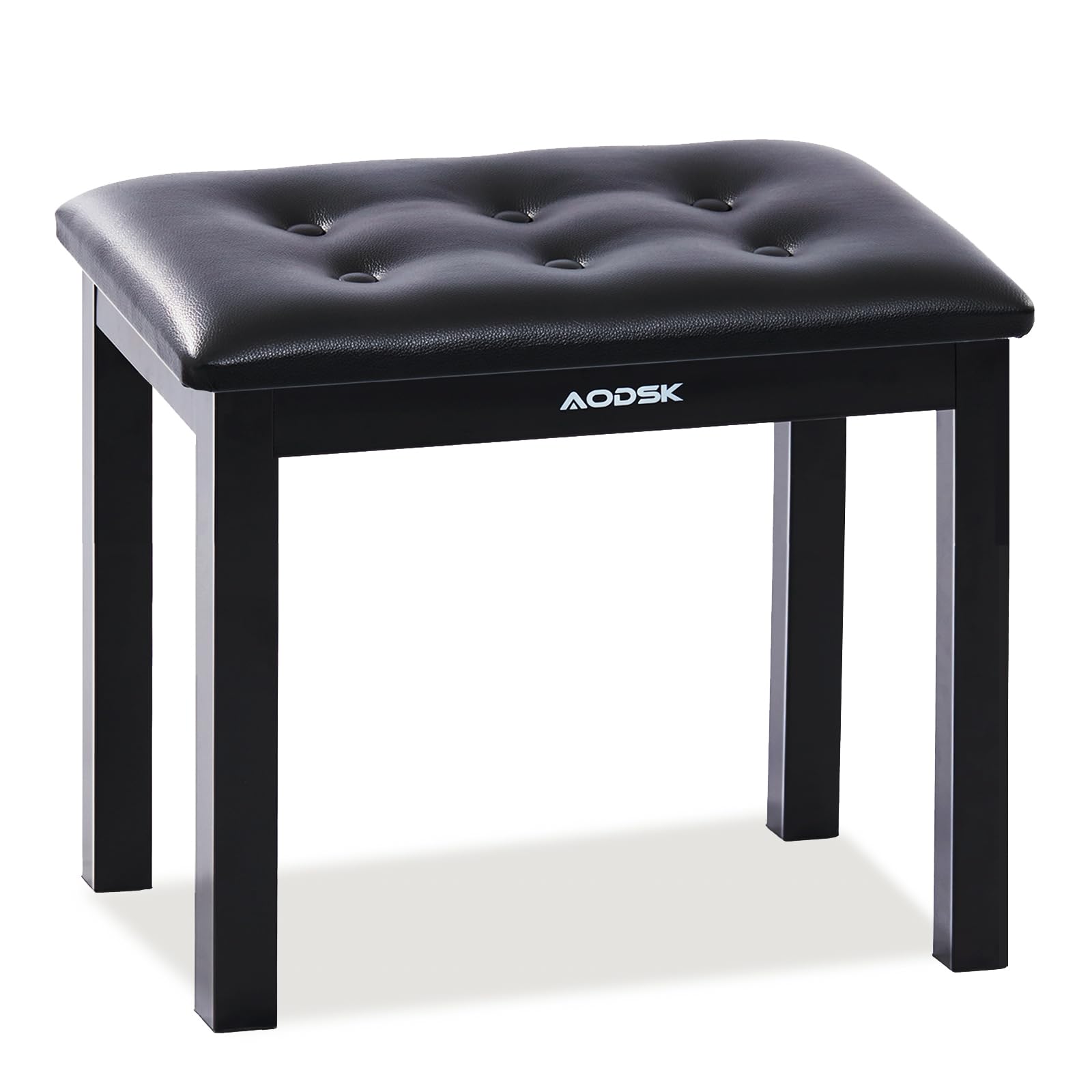 aodsk piano bench with padded cushion,iron leg material keyboard bench,stronger and more stable comfortable pu leather piano chair seat,17.72''x11.61''x19.49''-black