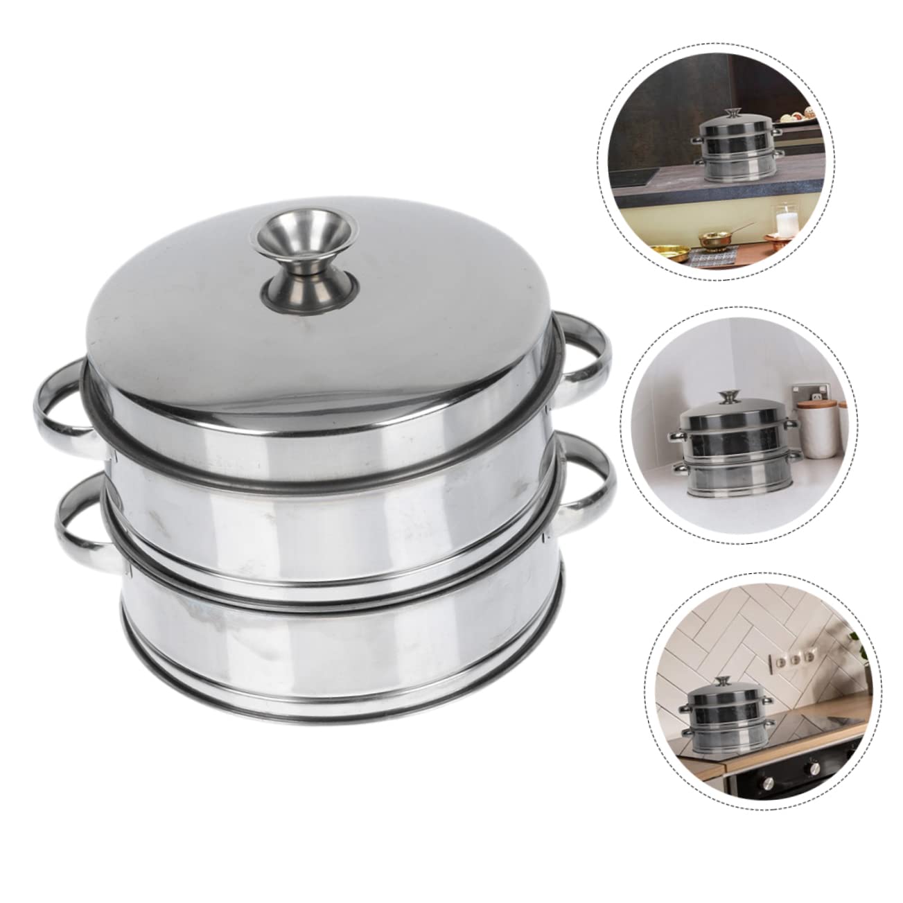 ULTECHNOVO Vaporera Inoxidable para Cocinar al Vapor Rejilla de 3 Niveles Multifuncional para Verduras Dim Sum y Pescado Utensilio de Cocina Práctico y Conveniente
