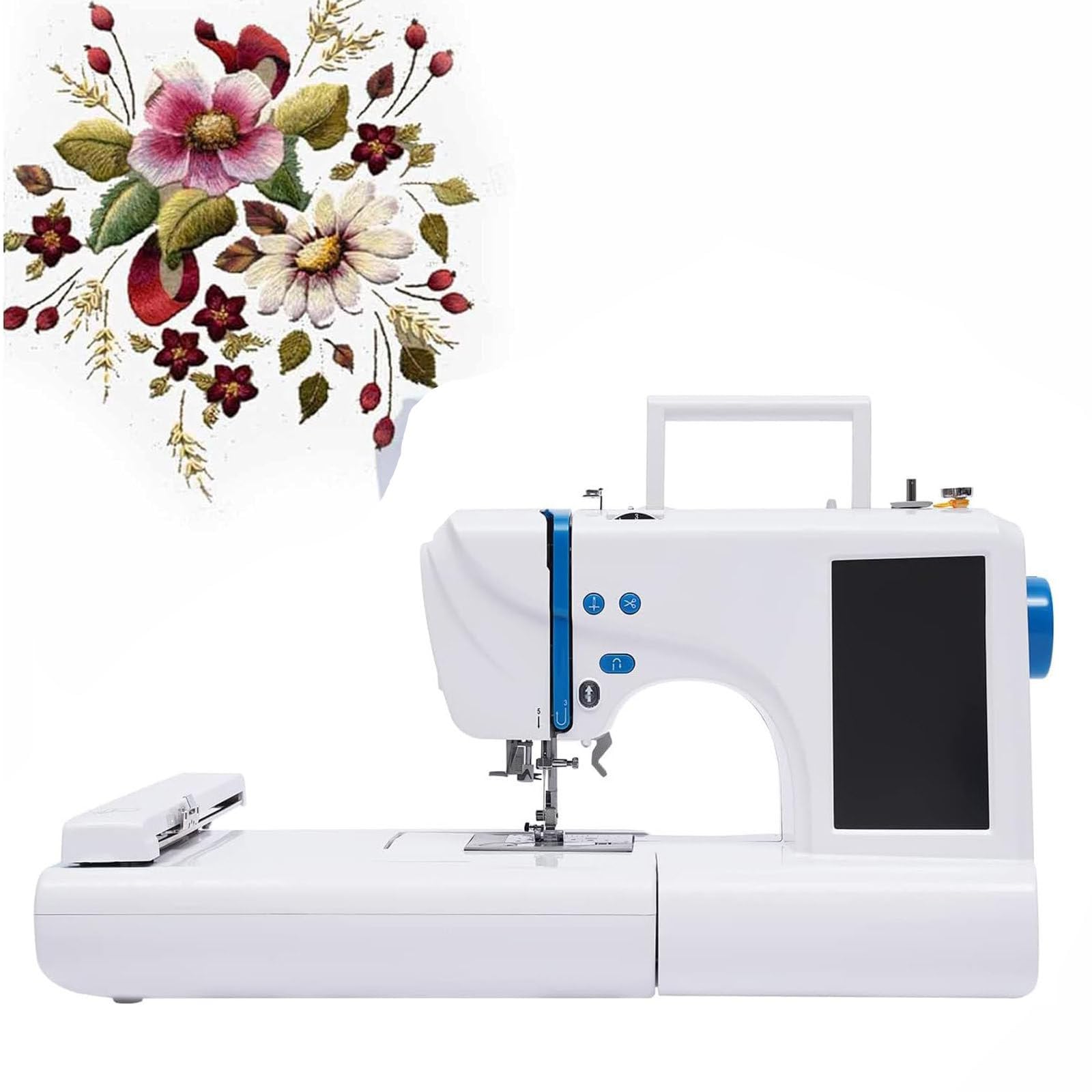 PixCy Machine à Broder électrique, Machine à Coudre Automatique avec Grand écran Tactile LCD, Outil Broderie DIY, Lettres Intégrées Et Bordures De Motifs, Couture Simplifiée
