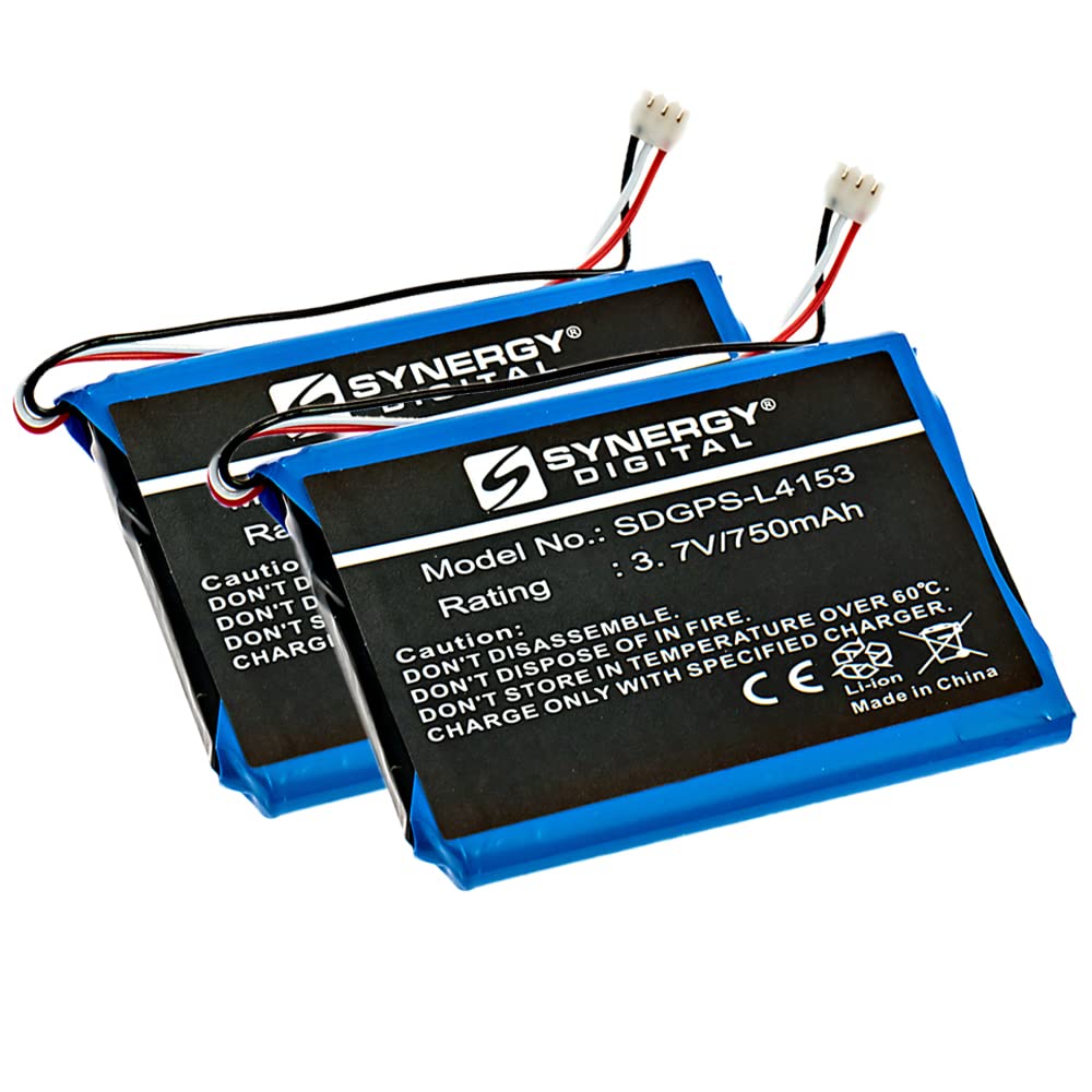 Synergy Digital GPS Batteries, Compatible with Garmin 361-00056-21 GPS Batteries (Li-Ion, 3.7V, 750 mAh), Set of 2