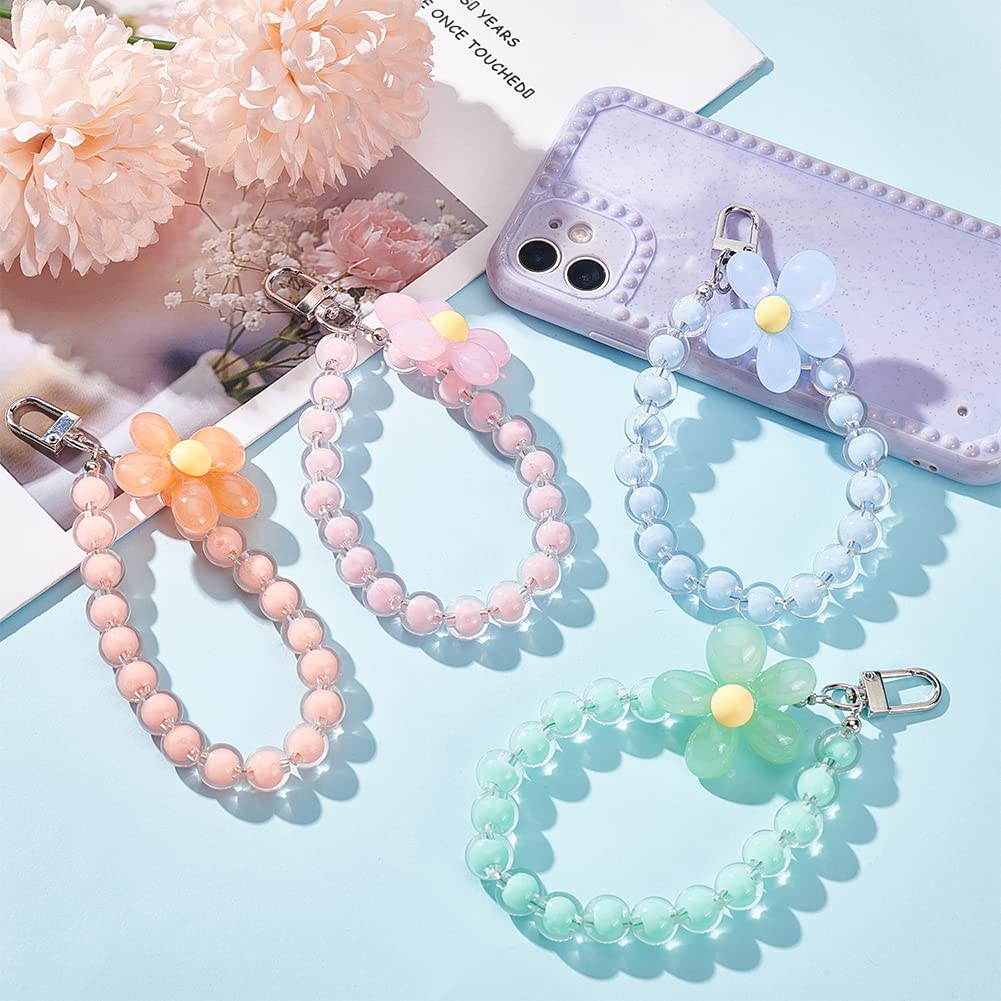 Chaîne Téléphone Perles Pierre Naturelle - 15cm - Anti-perte Mignonne - Pour Clés, Portefeuille - 5