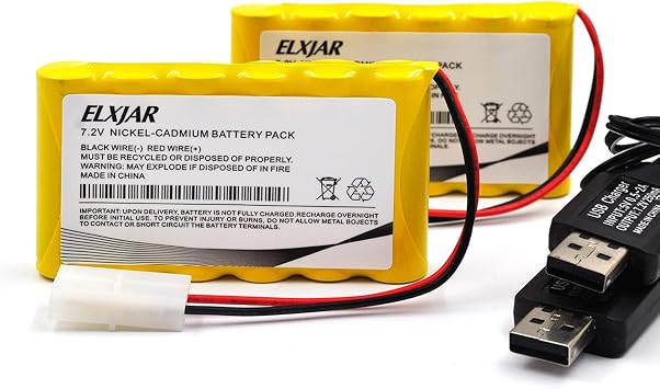 2-Pack 7.2V 800mAh Ni-Cd Battery with Tamiya Plug for RC Vehicles