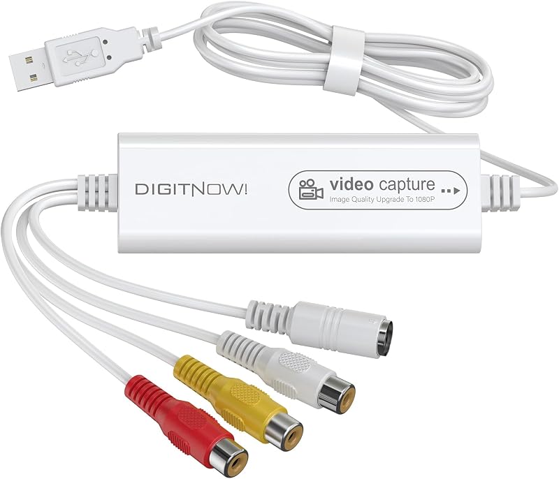 Captura de vídeo, dispositivo de captura de vídeo USB, convertir VHS a digital, convertidor VHS/VCR/Hi8/Mini DV a digital/DVD, para reproductor de cinta, videocámara, cámara, PC, TV OBS, para Mac OS, Android, Windows