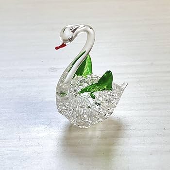 Amazon.co.jp: □ガラス細工白鳥ミニチュア工芸品緑動物