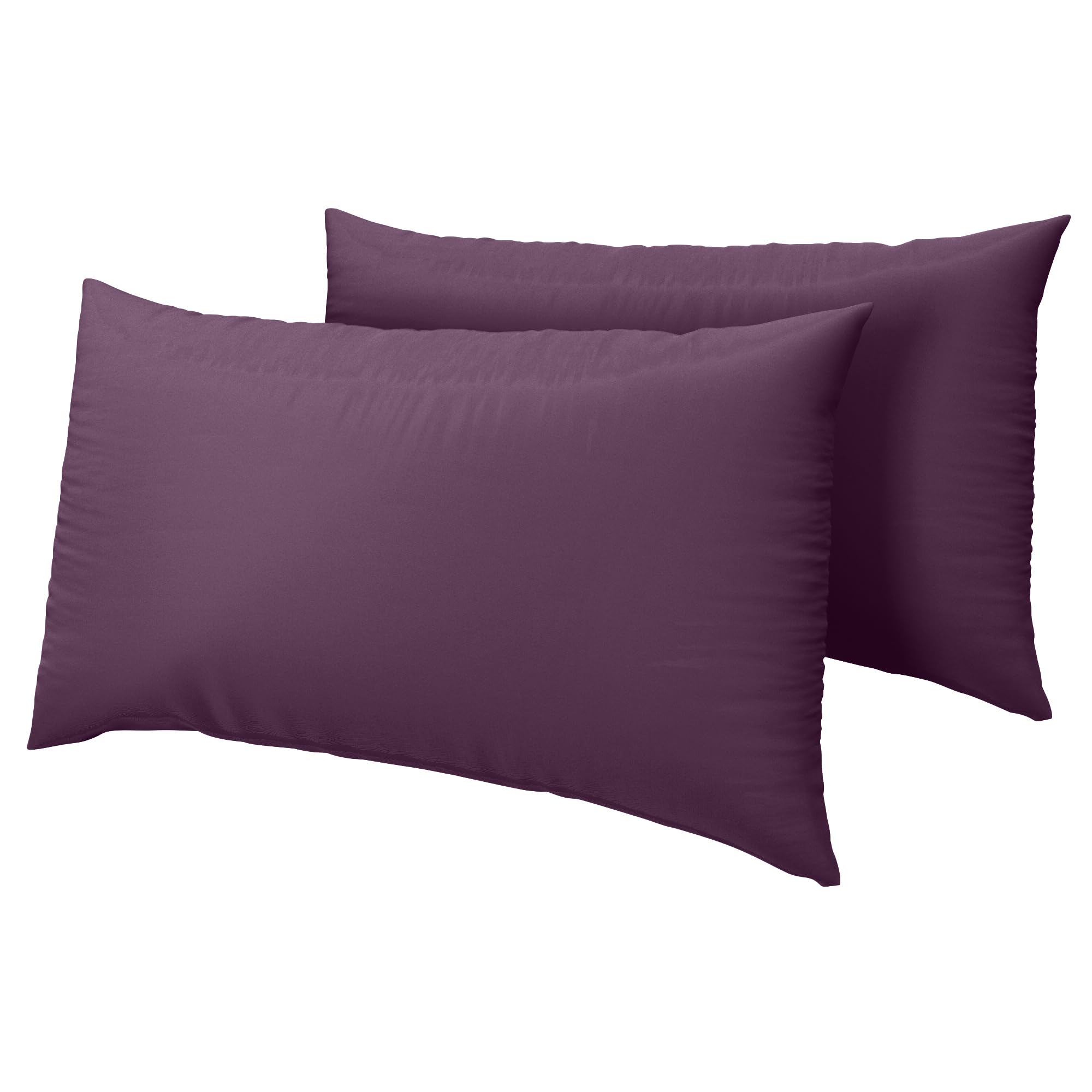 HOME ACE Plum Easy Iron Percale Standard Pillowcases 2 Pack, 100% Poly Cotton Housewife Pillow Cases 50 x 75CM Pack of 2