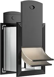 Heavy Duty Dog Door for Wall, Energy Efficient Doggie Door with Aluminum Frame, Telescoping Tunnel, Double Magnetic Flaps and Two Sliding Lock Panels, Easy to Install, Black, Large