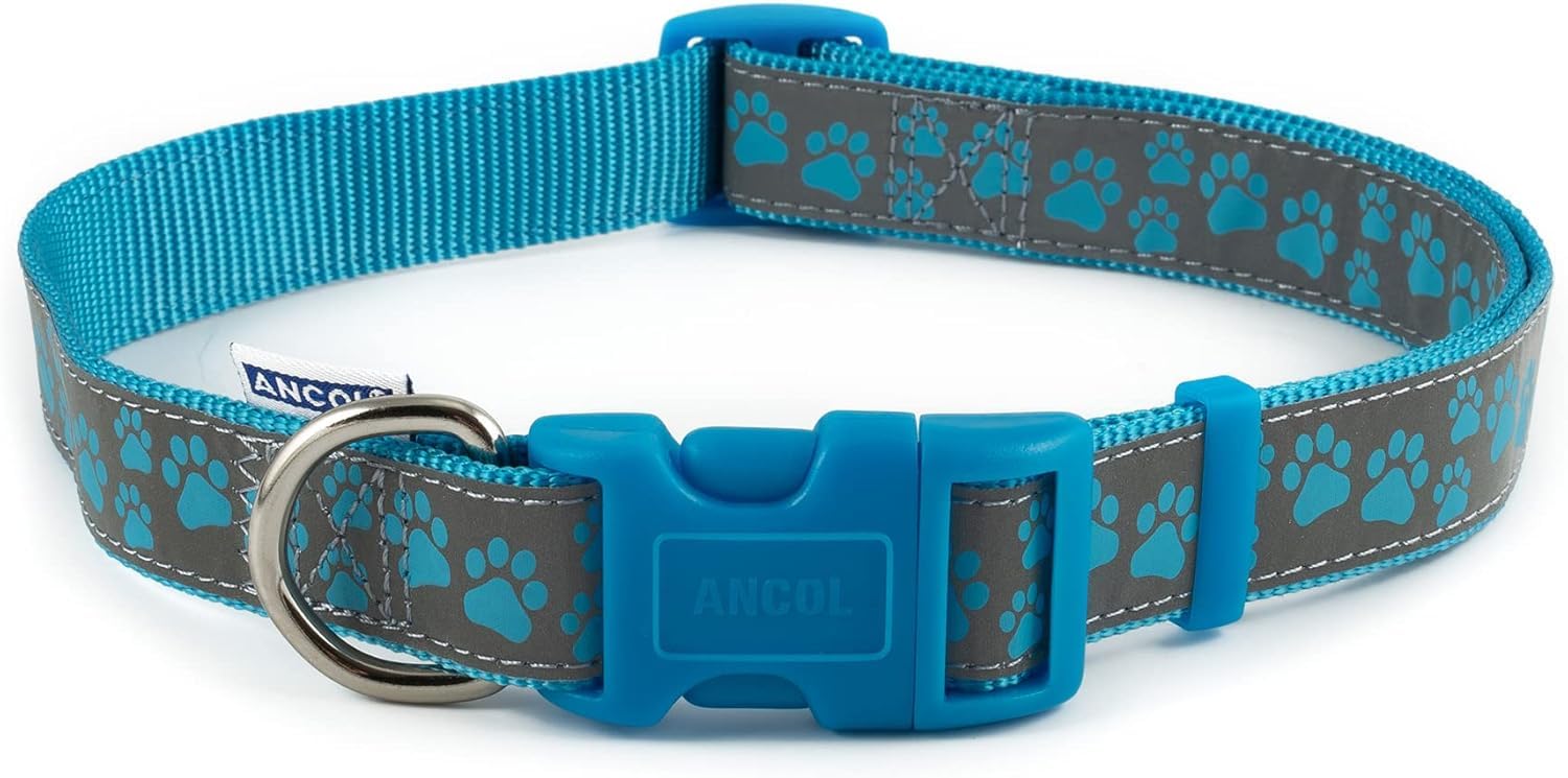 Ancol Fashion Nylon Adjustable Collar Blue Paw 30-50Cm Sz2-5 from B&Q