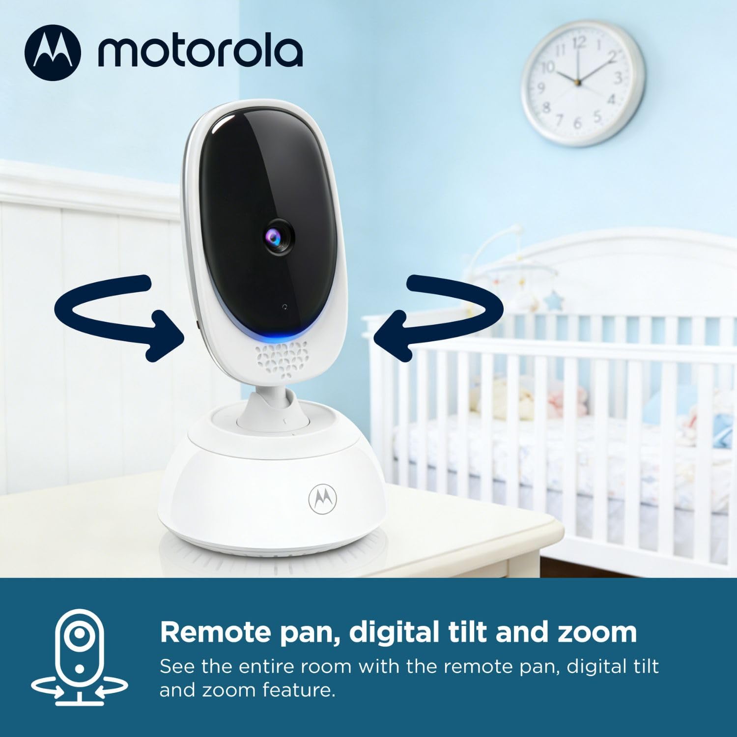 Motorola Nursery VM75 Cámara Vigilancia de Bebé - Vigilabebés con Unidad de Padres de 5 Pulgadas, Visión Nocturna Infrarroja, Zoom Digital, Comunicación Bidireccional y Canciones de Cuna