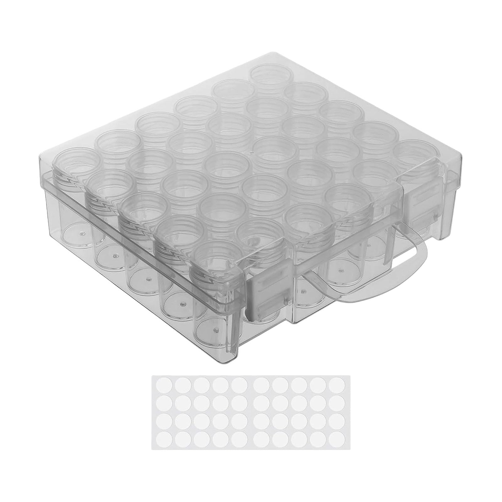 Elnwnnkc Jewelry Management Box 30 Grids White Snapping Lid Bottles Clear Adjustable for Efficient Space Utilization Snapping Lids Clear for Efficient Management