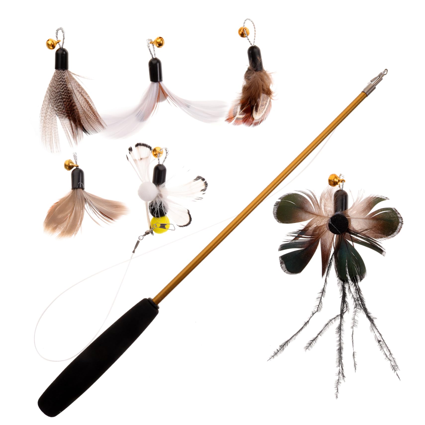 Yardwe 5sätze Interaktives Katzenspielzeug Mit Teilen Ersatzköpfe Für Katzenangel Mit Simulation Von Insekten Für des Jagdinstinkts Von Katzen