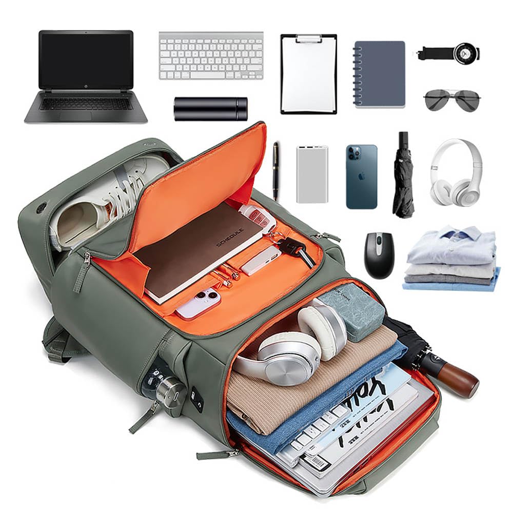 Reiserucksack 17 Zoll Laptop Sport Rucksack mit Schuhfach Nassfach Laptopfach Groß Wasserdicht Ergonomisch Anti Diebstahl (Schwarz)