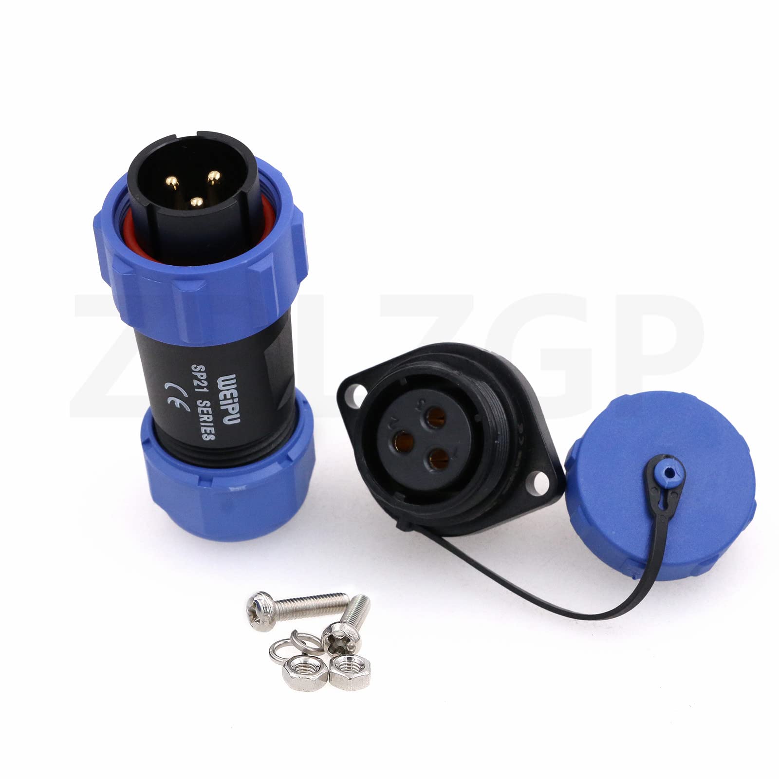 ZBLZGP WEIPU SP21 3 Pin Industrial Plastic IP68 Male Plug Female Socket Waterproof Connector Flange Cable Wire Aviation Connectors SP2110/P+SP2113/S - Image 3
