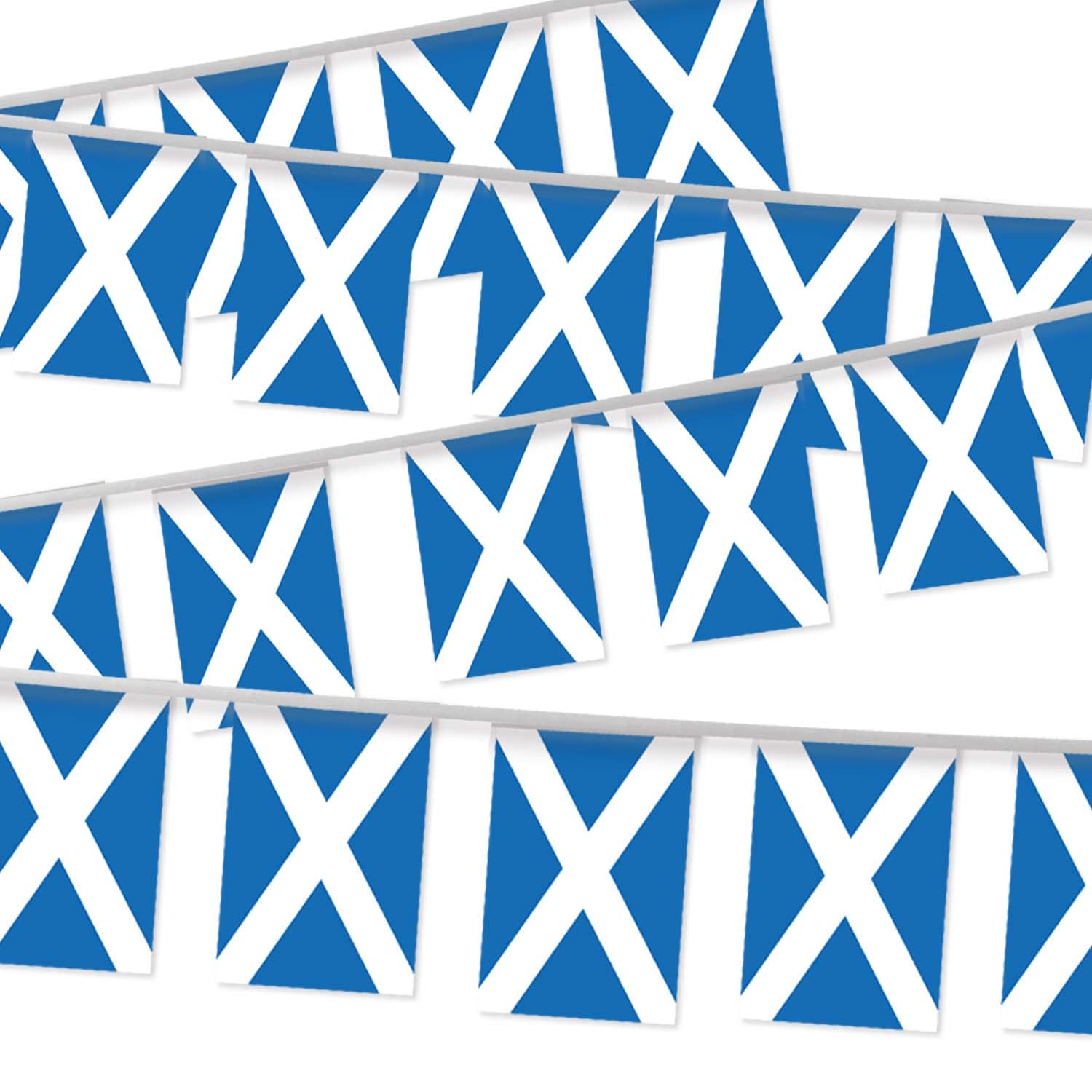 32FT Scotland Pennant Small Flag Bunting,30 PCS Mini String Banner Stripes Scots Decor Rectangle for Holiday Restaurant Home Party School