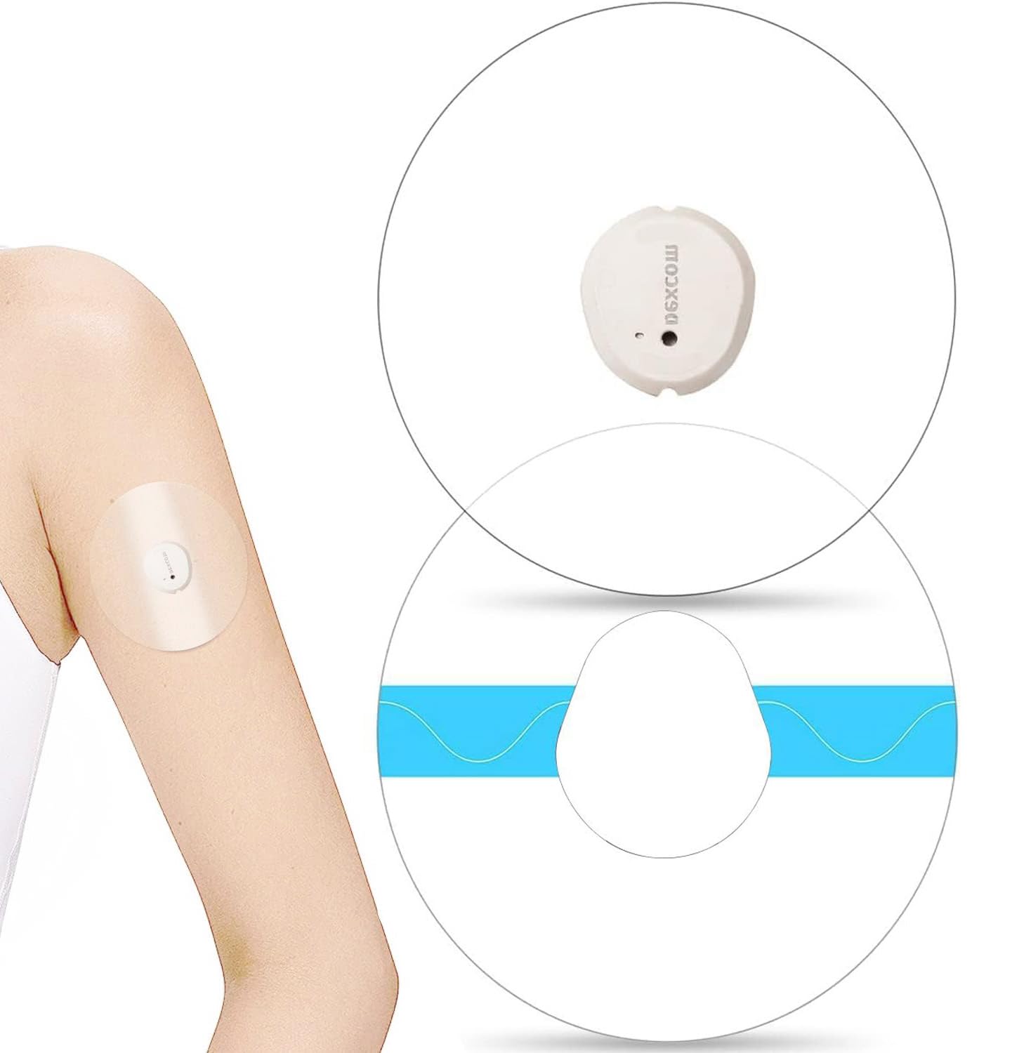 Dexcom G7 Adhesive Patches- LiangMai 55 Pack Premium Transparent Overpatch，Waterproof and Strong Stick Protect Your G7 Sensors for 10 Days ，Easy to Use，Pre-Cut Clear Adhesive Patch with Hole