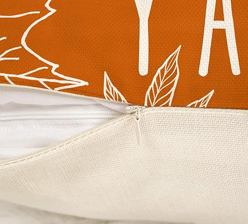 Miniatura 6 de 4TH Emotion Juego de 4 fundas de almohada de otoño de 20 x 20 pulgadas, decoración de granja de calabaza con diseño de hojas naranjas para