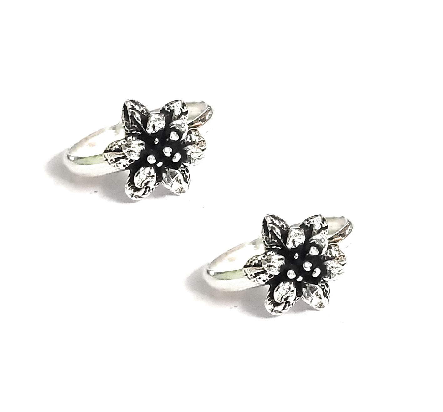 Kukshya Exclusive 925 Sterling Silver Oxidised Toe Ring (Thai Trend) or Mid Finger Ring For Girls and Women (Bichhiya)