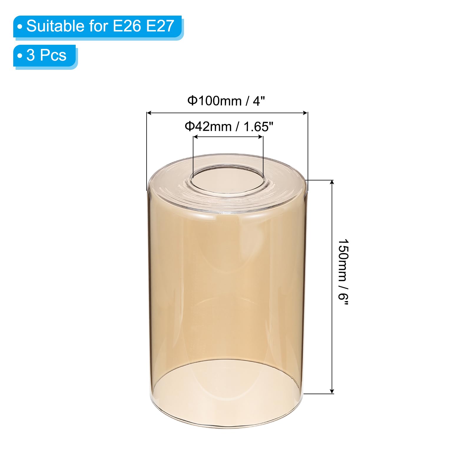 PATIKIL 6 x 4 Inch Clear Amber Glass Shades Replacement - Image 2