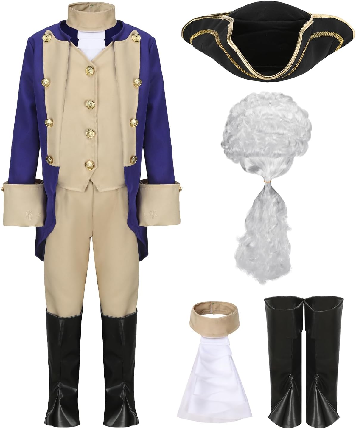 George Washington Costume Kids Founding Fathers Cosplay Outfit Hamilton Colonial Uniform Boys Halloween School Party George Washington Costume Kids Founding Fathers Cosplay Outfit Hamilton Colonial Uniform Boys Halloween School Party