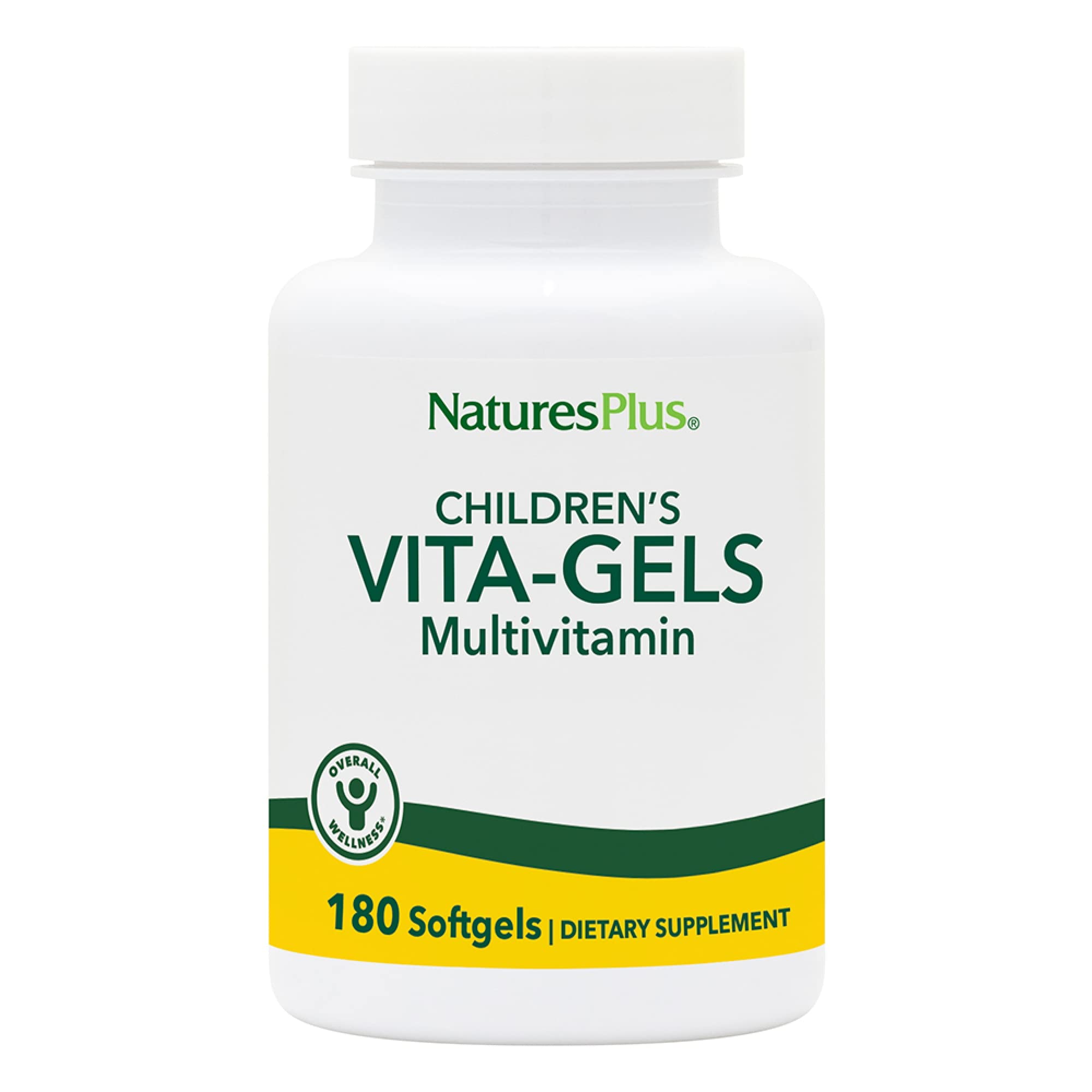 NaturesPlus Childrens Vita-Gels - 180 Easy to Swallow Softgels - Natural Orange Flavor- Childrens Multivitamin & Mineral Supplement - for Health, Energy - Gluten-Free - 180 Servings