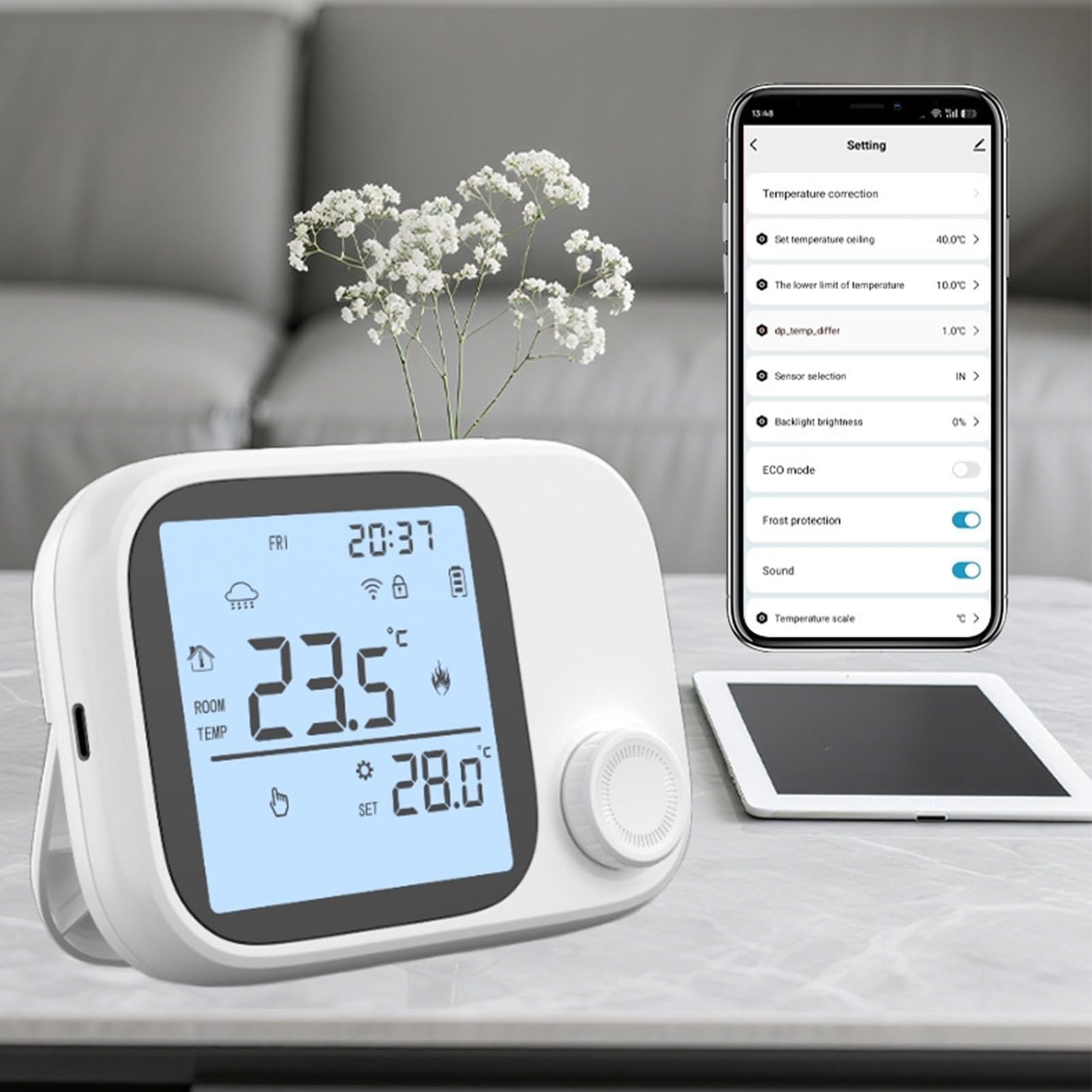 Termostati WiFi per la Casa Monitor Di Temperatura Wireless Con Display | Controllore Intelligente Della Temperatura Controllo APP E Vocale Per Casa Famiglia Ufficio Camera Da Soggiorno A