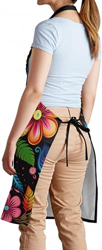 Miniatura 4 de Kawani Delantal de artista colorido pintura artística delantal ajustable con 2 bolsillos delantal floral mexicano para mujeres hombres cocina pintura