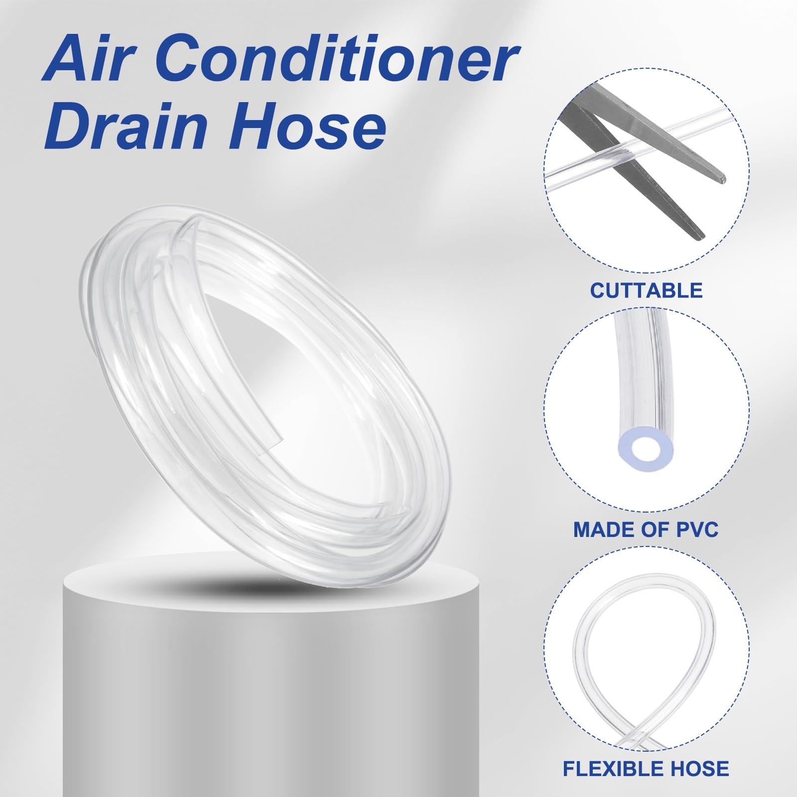 PATIKIL 5M Air Conditioner Drain Hose 18mm ID x 22mm OD Leakproof PVC Clear Universal AC Drain Hose Pipe Replacement for Mini-Split Window AC Unit Parts Irrigation Washing Tube - Image 3