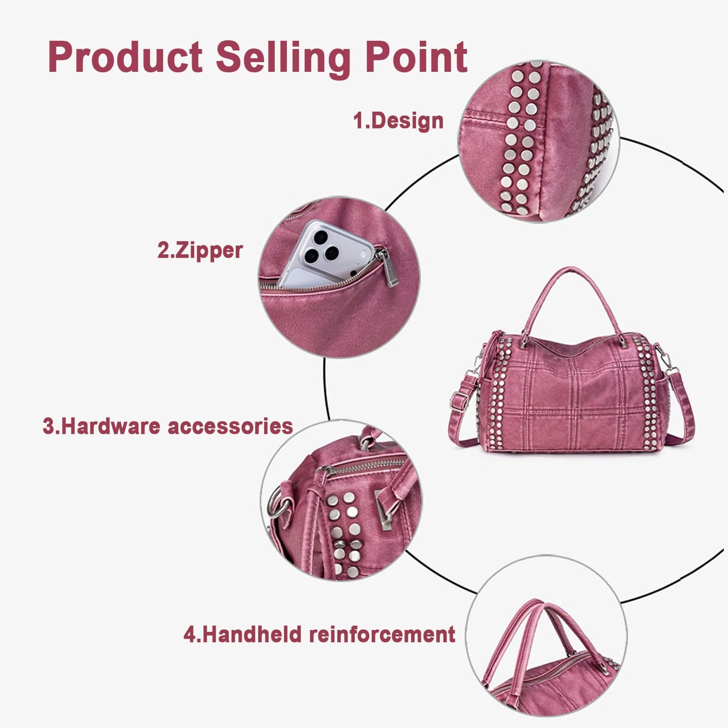 Bolso de Mano Bolsos De Mujer Grande Bandolera, PU Cuero Vintage City Bag