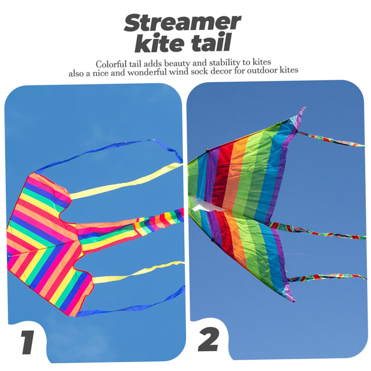 BIUDECO Reusable Kite Tails 2 Pack Long Tail Streamer Outdoor Party Streamers Kite Decorations Line Tube