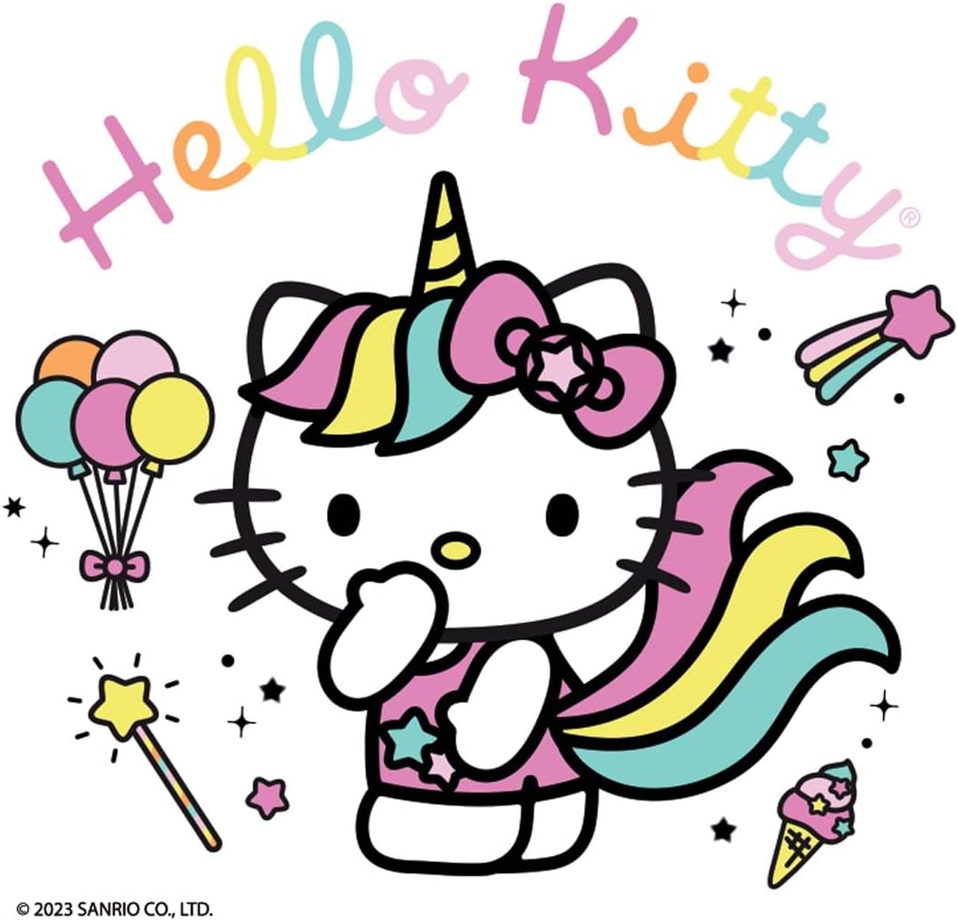 SmileMakers Hello Kitty Rainbows & Unicorns Stickers, 2.5 inches, 100 Count, Multicolor