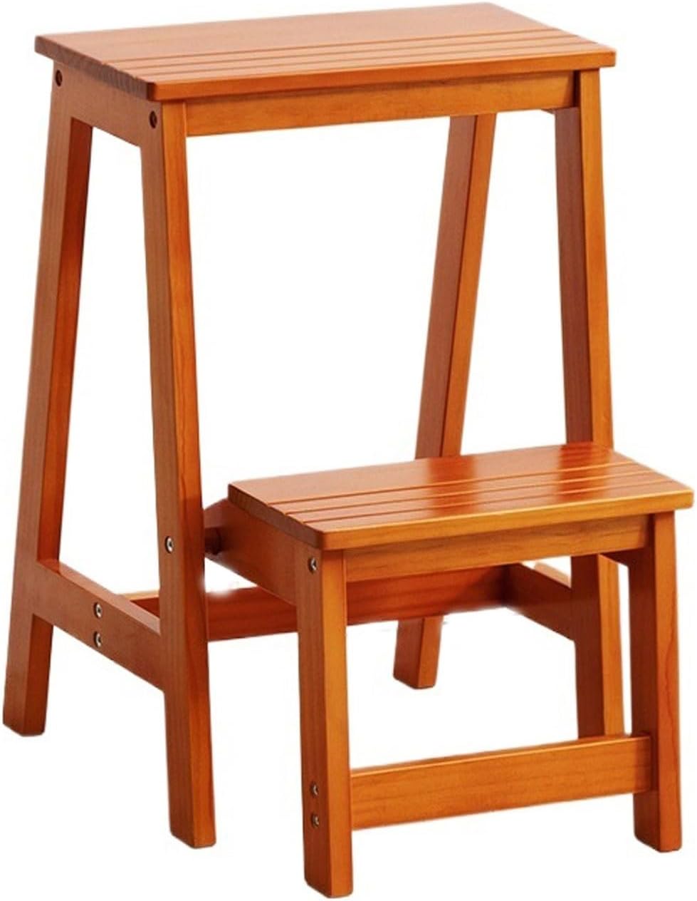 Step Ladder Home Staircase Stool Wooden Folding Staircase Chair Multifunctional Climbing Bench for Resting or Carrying High Objects stepstool(Honey)