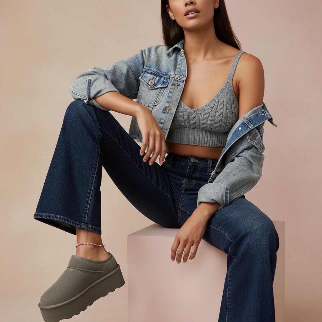 CUSHIONAIRE Huggy-2 Platform Slippers for Women, Cozy Genuine Suede Slip-On Ankle Boots for Indoor Outdoor Wear, Womens Slippers - Image 5