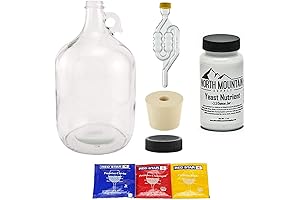North Mountain Supply 1 Gallon Glass Fermenting Jug with Handle, 6.5 Rubber...