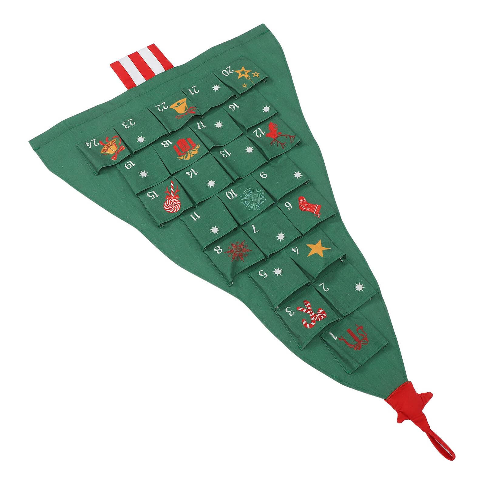 Weihnachtlicher Adventskalender zum Hängen Grün Wiederverwendbar DIY Kalender mit Aufbewahrungstasche Weihnachtsbaum-design für Xmas Partydeko und Schokoladenzählung