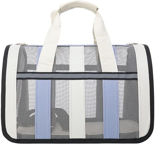 Vista 9 de Transportador de mascotas para perros pequeños y gatos, bolsa de viaje portátil de malla transpirable de lados suaves para gatos, bolsa