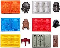 Vista 1 de Molde en forma de Star War, juego de 6 moldes flexibles de silicona para amantes de Star Wars, robots, decoración de pasteles de cumpleaños, moldes
