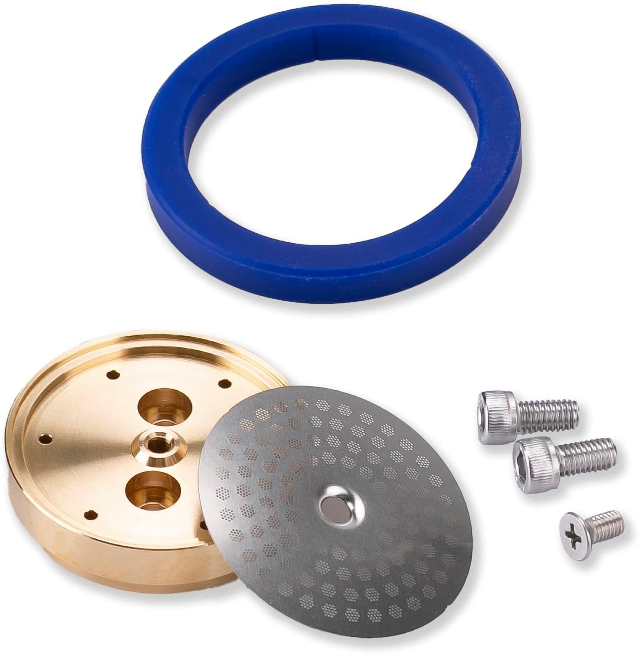 Brass Tune Up Kit for Gaggia，Replacement for IMS Precision Shower Screen，Brass Shower Holder, Silicone Gasket, Stainless Steel Screws.