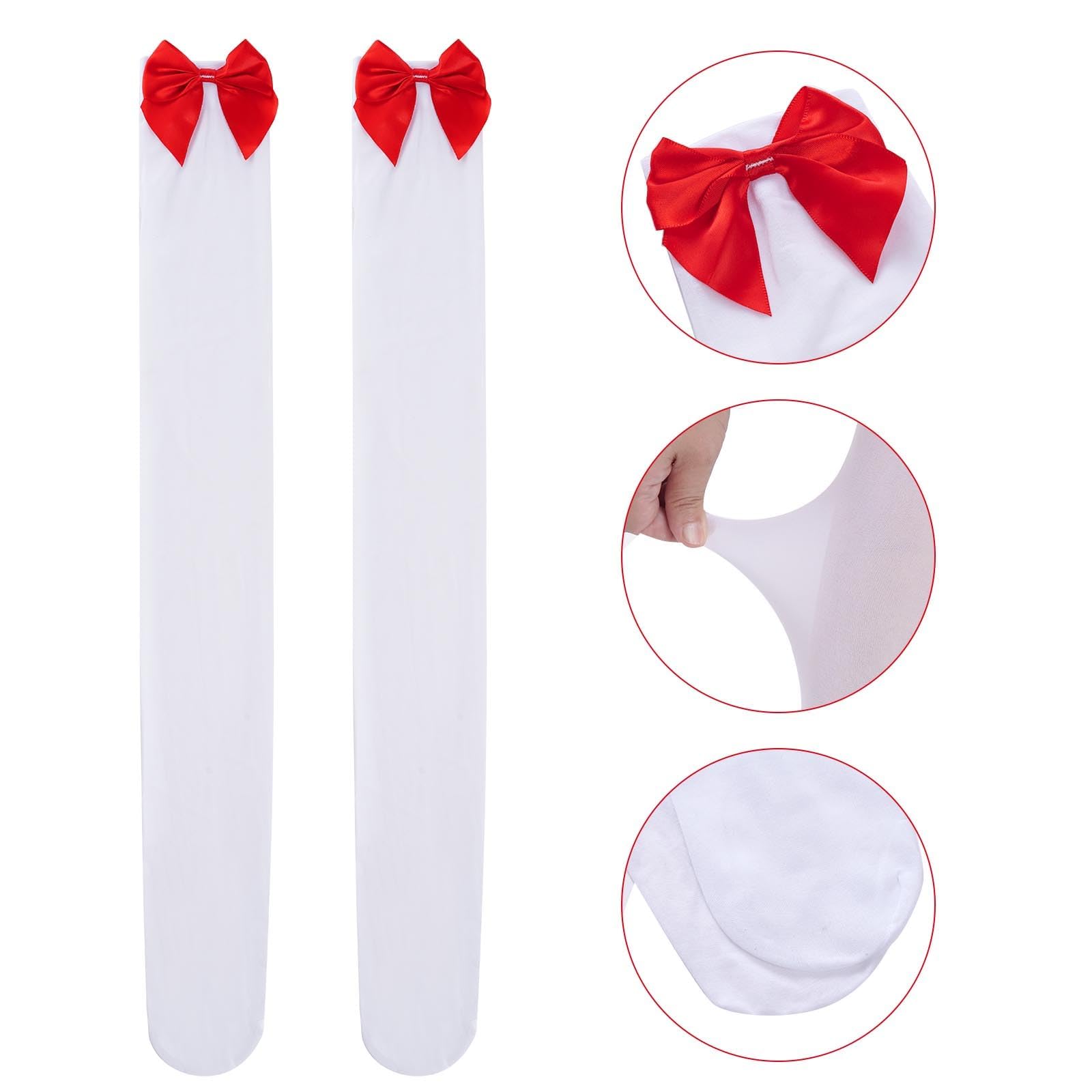 mifengdaer Nurse Costume Halloween Women Costume Accessories Red Nurse Hat Headband Cosplay Outfit Set Includes Headband Glasses Stethoscope High Sock for Halloween Cosplay Party - Image 3