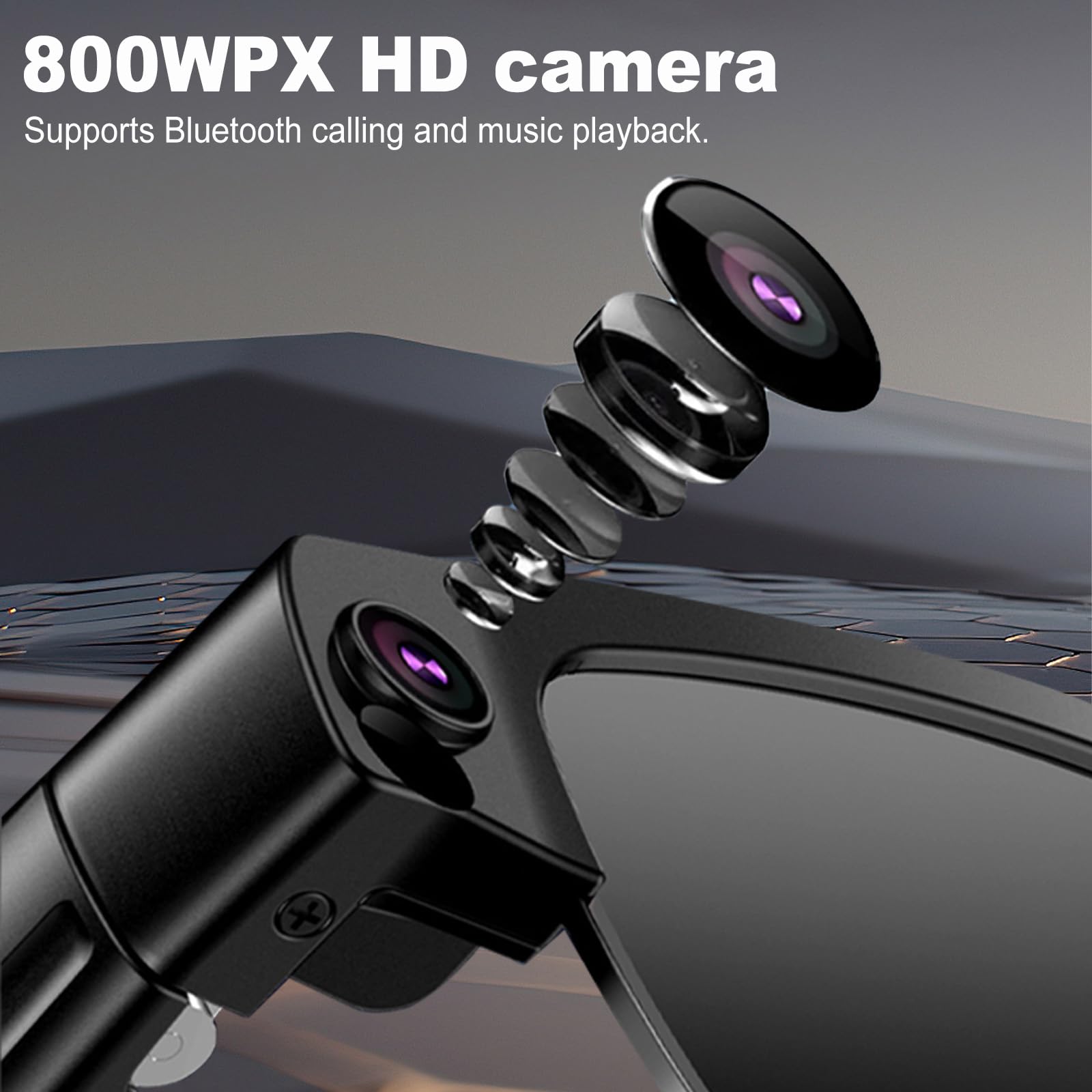 AI Smart Glasses 4K HD, 800 W, fotocamera anti-oscillazione, occhiali con registrazione video, doppi microfoni con cancellazione del rumore, traduzione simultanea, integrazione ChatGPT (lenti