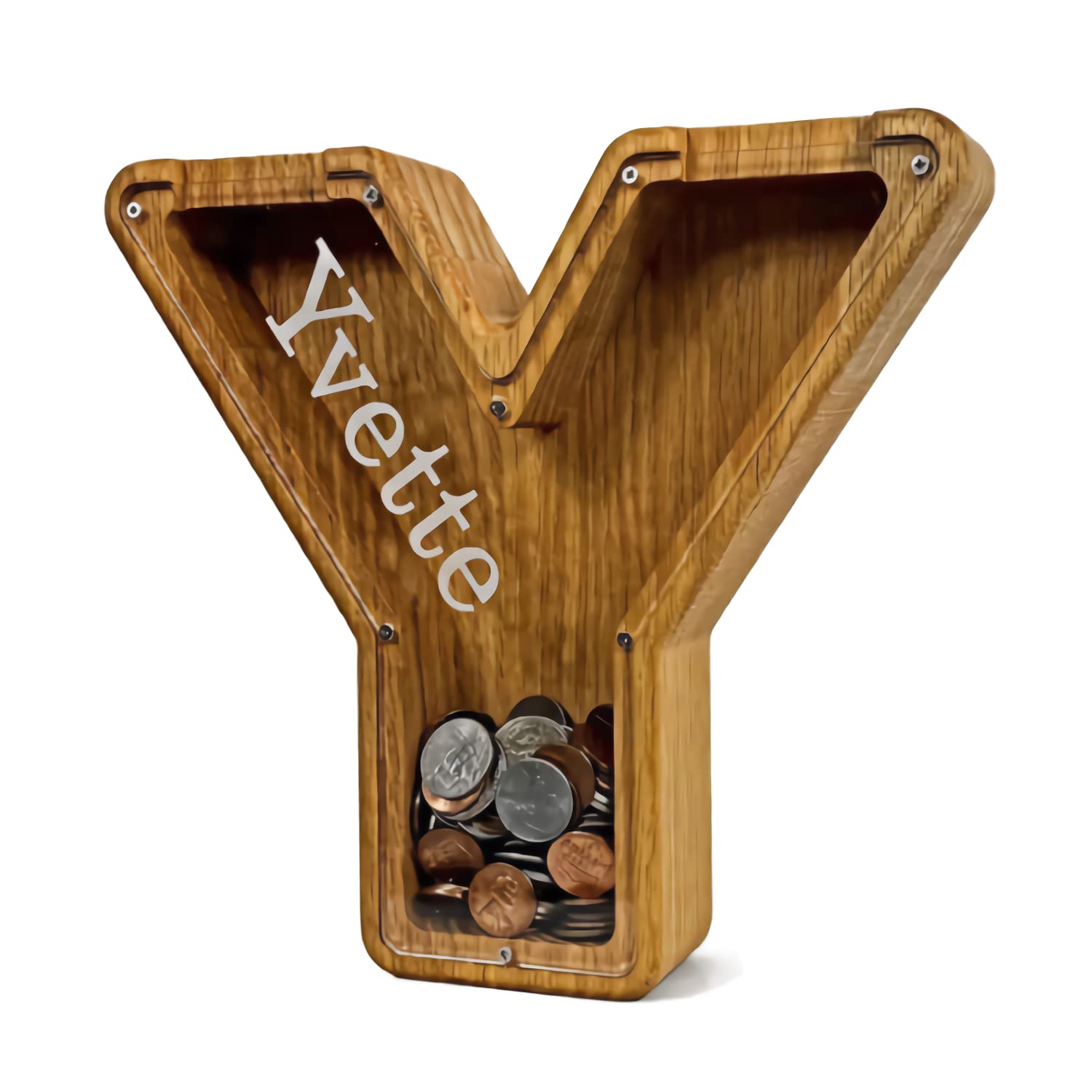 Amazon.com: 個性化姓名木製存錢罐禮品硬幣銀行,雷射雕刻名稱26 個英文字母DIY 裝飾,生日,聖誕節實用禮物(Y) : 玩具和遊戲