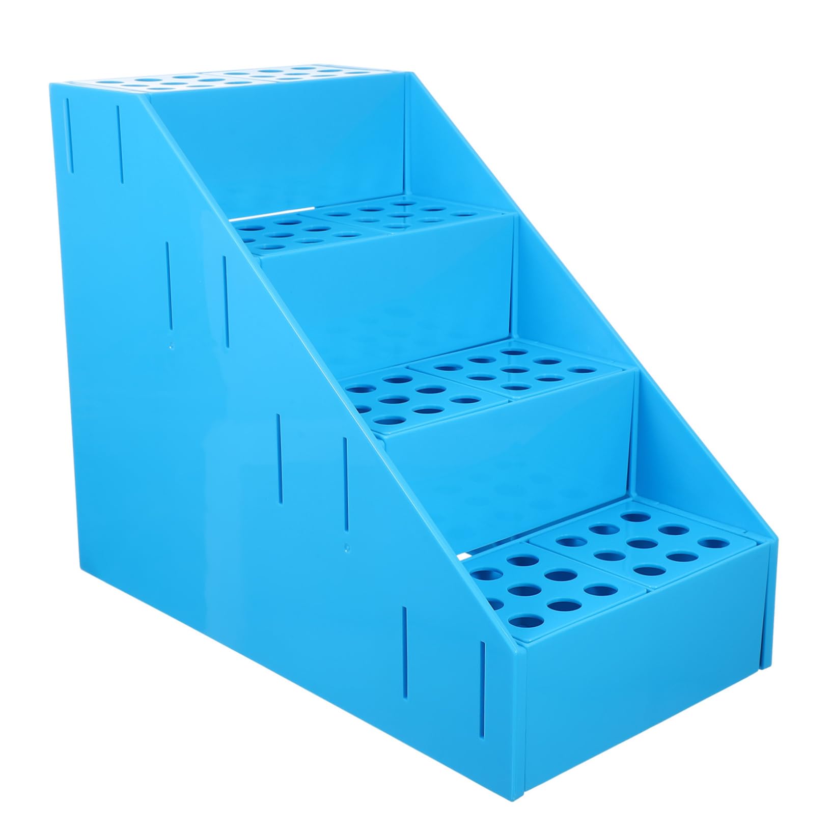 Rack Portaprovette da Laboratorio in Plastica Trapezoidale 72 Fori, Supporto per Provette da 5ml e 10ml, Removibile e Facile da Trasportare per Uso Scolastico e Domestico