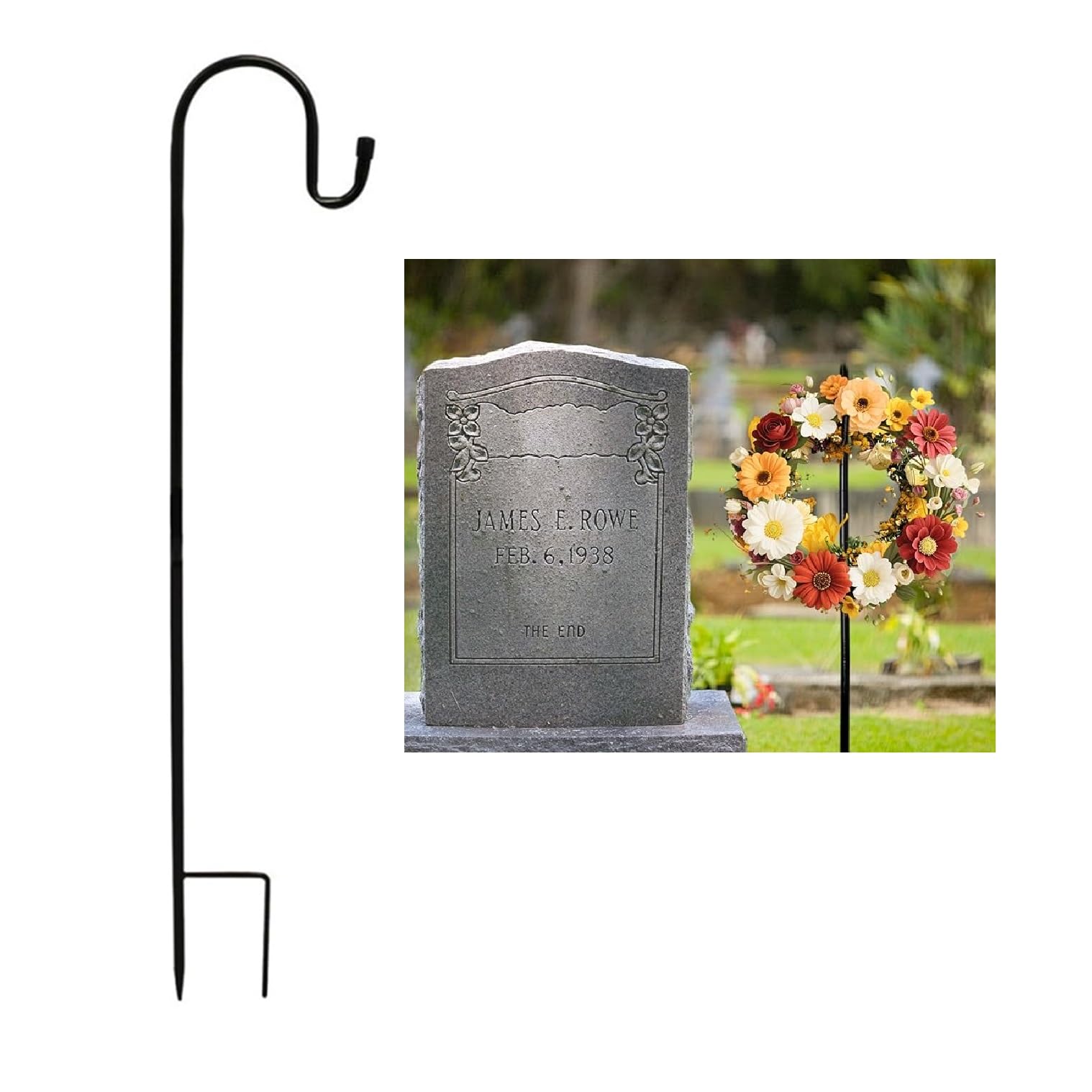 Support de couronne pour cimetière en sol en acier forgé