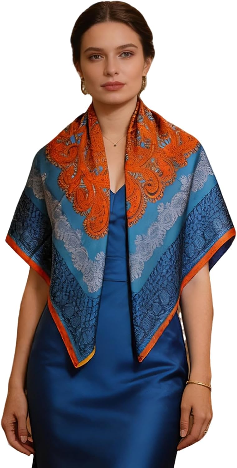 43" Large Square Scarf Fashion Scarves Hair Wrapping Scarfs Night Sleeping Headscarf for Women B07