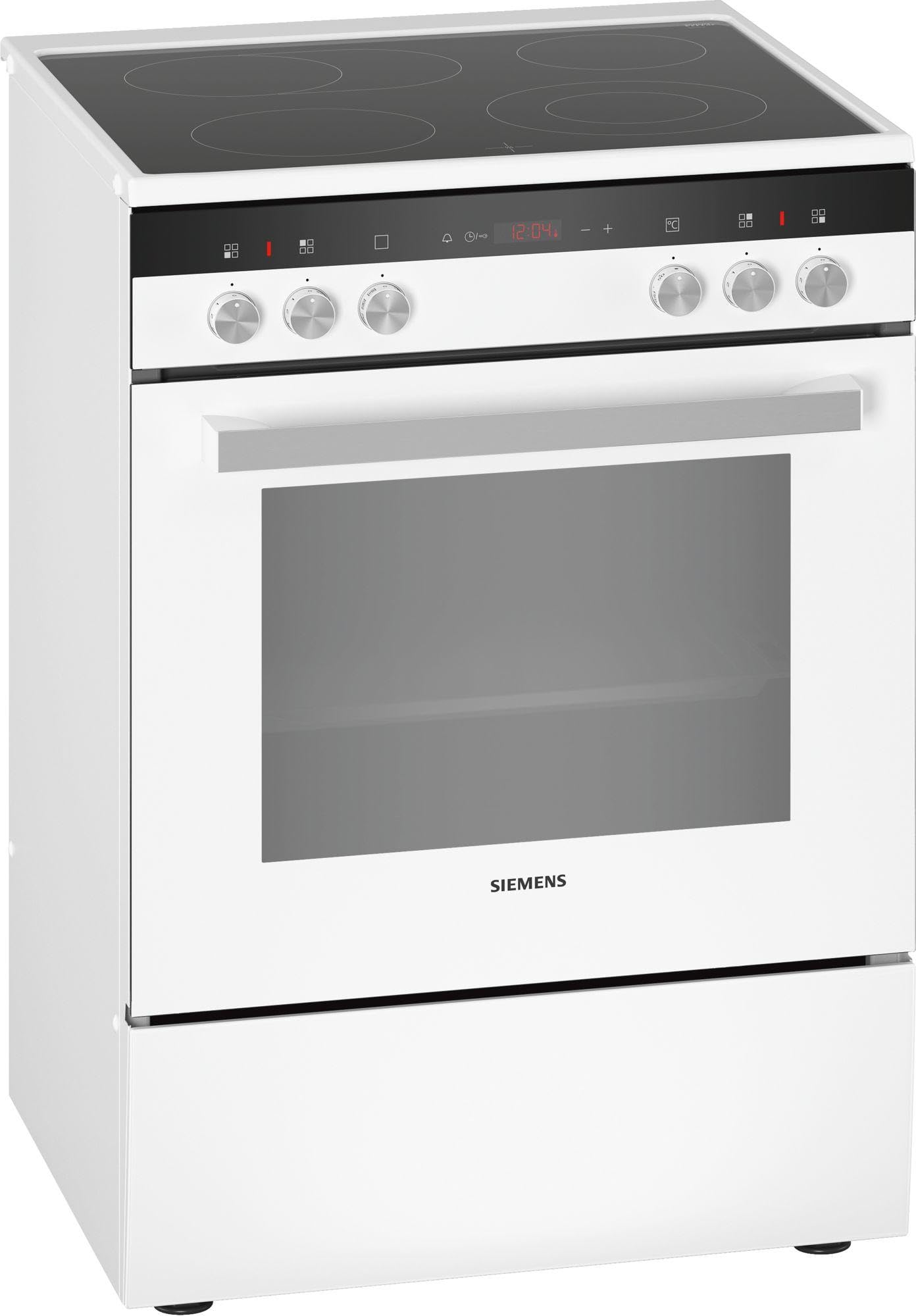 Siemens HK9R3A220 iQ300 freistehender Elektroherd mit Glaskeramik-Kochfeld/A / 60 cm/Weiß/ecoClean Reinigung/Schnellaufheizung / 3D Heißluft Plus
