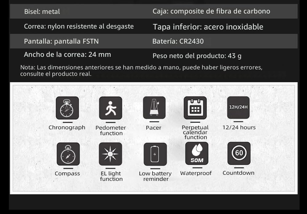 NORTH EDGE ALPS Reloj Digital Hombre Sin App con Podómetro y Brújula, 50 m | Colección ALPS: sin app, podómetro y brújula
