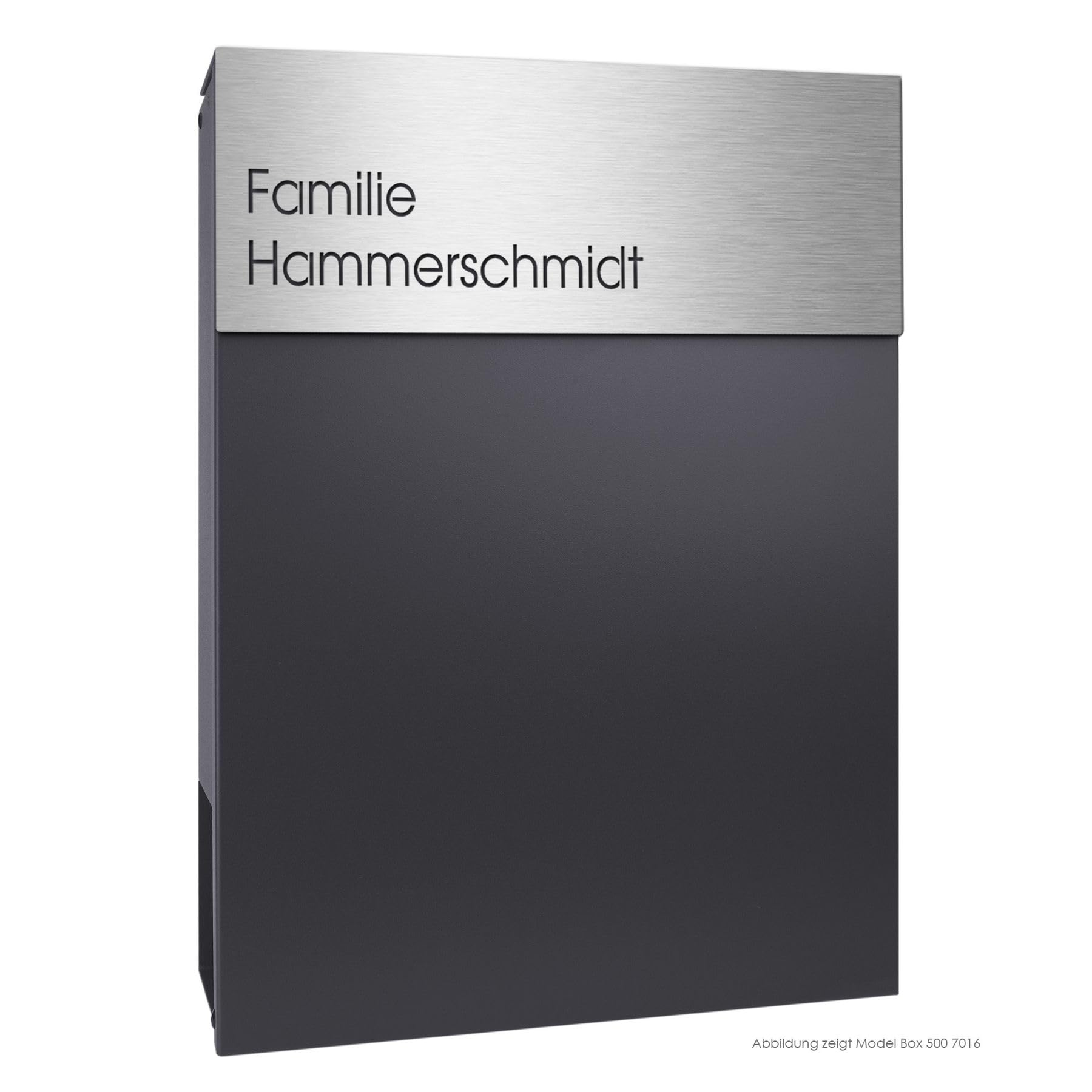 MOCAVI Stick 220 Edelstahl-Namensschild V4A graviert für Tür oder Briefkasten, groß, selbstklebend, modernes Design, passend für Box 500, 510, 570 und 580